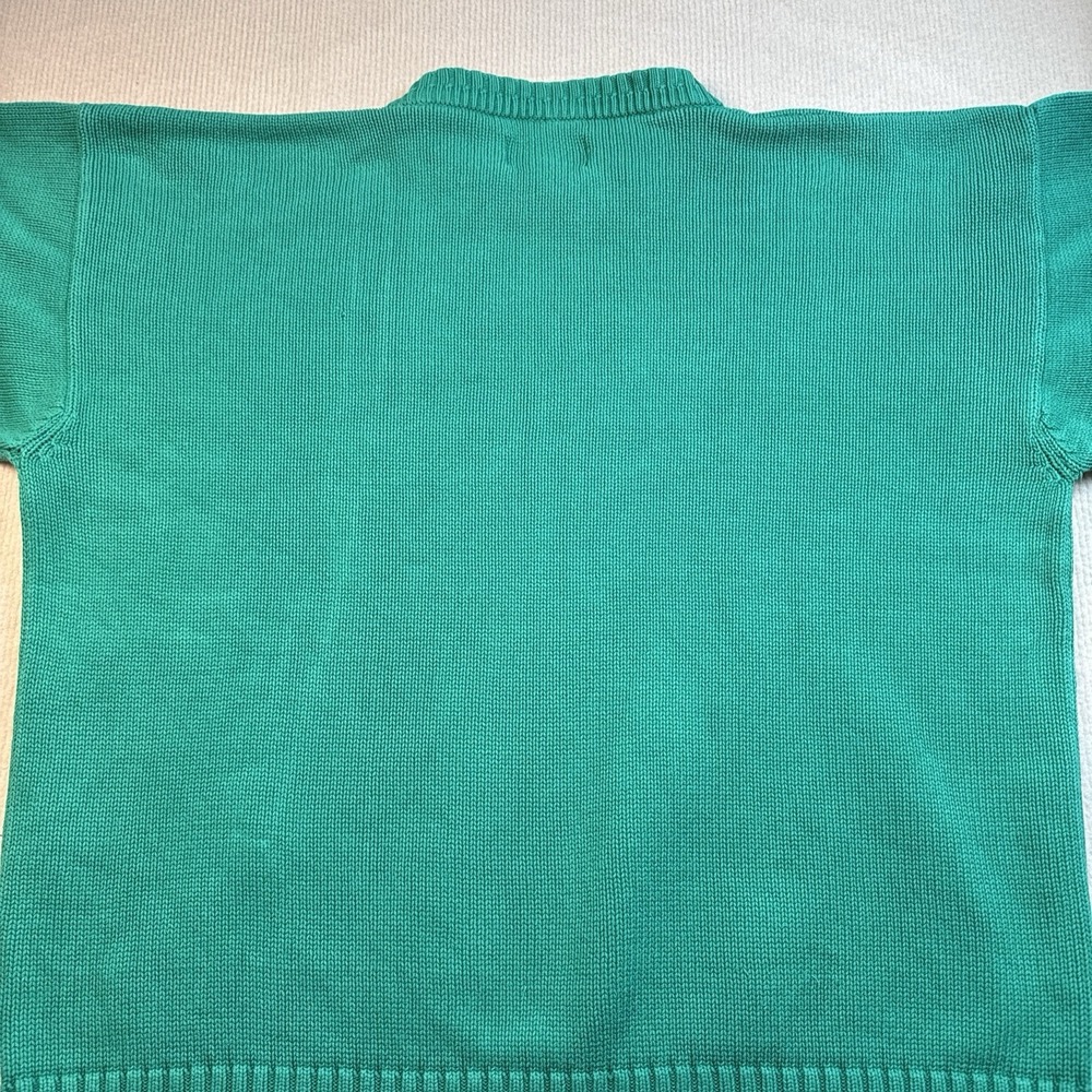 Eddie Bauer Sweater Mens XL Teal Green Vintage 90s Cotton Shaker Knit Crewneck‎ - Picture 8 of 8
